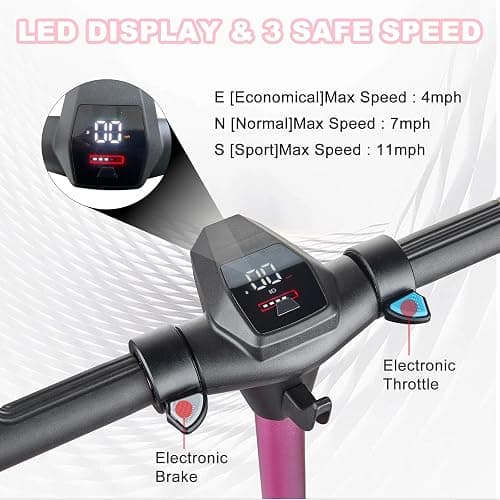Electric Scooter for Kids Ages 6-12, 150W Motor, 4/7/11 Mph, 60 mins Ride Time, Adjustable Speed, LED Display, Colorful Lights, Electronic Brake, Foldable Kids Electric Scooter thumbnail 2