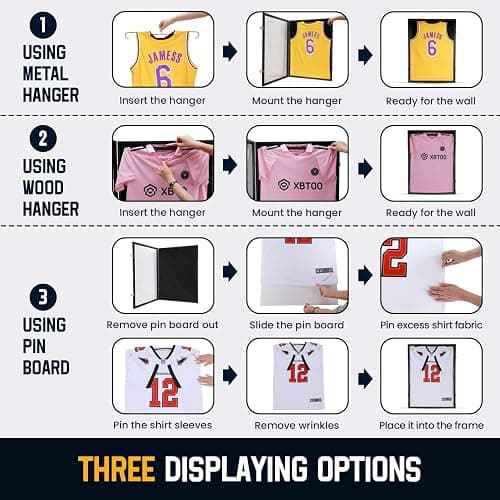 Jersey Wooden Frame Display Case -Shadow Box with 98% UV Protection Acrylic and Hanger for L or XL Baseball Basketball Football Hockey Sport Shirt and Uniform Gifts for Men (Black, 1 Pack) thumbnail 7