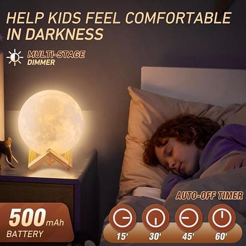 LOGROTATE Moon Lamp, 16 Colors LED Night Light for Kids 3D Printing Moon Light with Stand& Remote/Touch Control & Timing, Moon Light Lamp for Kid Friend Birthday Gifts, Room Decor (Diameter 4.8 INCH) thumbnail 3
