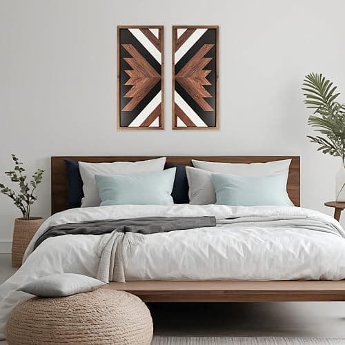 flangairy 2 Pcs Aztec Wall Decor With Wood Framed, 20.9x9.8 Inch Wooden Western Wall Art, Southwestern Native American Boho Bathroom Bedroom Living Room Rustic Home Decoration thumbnail 5