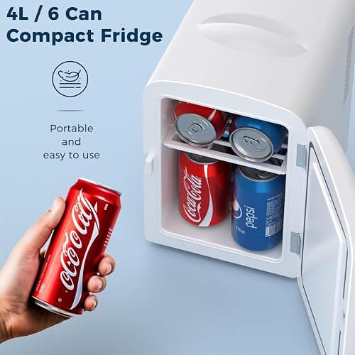 Antarctic Star Compact Refrigerator, Portable Mini Fridge, Skin Care 4L Capacity/6 Cans, for Bedroom, Car, Office & Dorm, Small Cooler for Cosmetics, Beverage and Food, White thumbnail 2