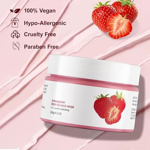 GUOYAOLIFU Clay Mud Face Mask for Women,Strawberry Dead Sea Mud Facial Mask Skincare，Deeping Cleansing,Oil Control,Hydrating Face Cleaning Clay Masks for All Skin Types (4.2OZ) thumbnail 2