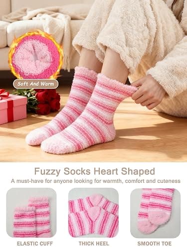 Ginmewrae Fuzzy Socks for Women, Valentines Day Gifts for Her Warm Cozy Fluffy Thick Slipper Socks Galentines Day Gifts thumbnail 5