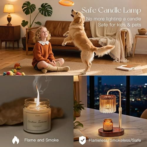 Candeldo Candle Warmer Lamp with Timer: Candle Warmers with 2 Bulbs Dimmable Height Adjustable Wax Melt House Warming Gifts New Home Bedroom Decor Gift for Women thumbnail 4