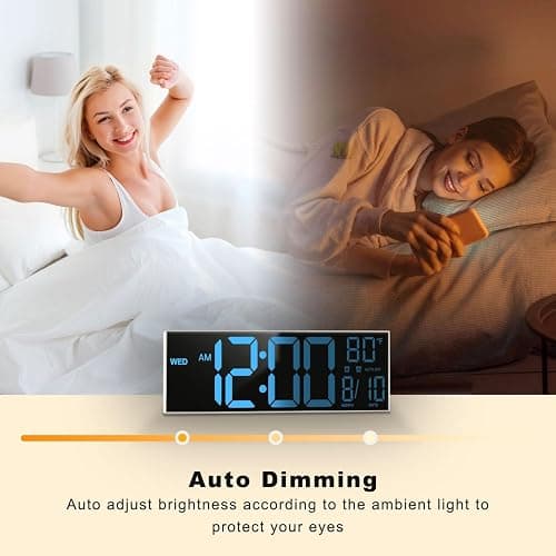JALL 16" Large Digital Wall Mount Clock, Count Down Timer, Alarm, Big LED, 8 RGB Color, DST, Temperature for Living Room Classroom Desk, Xmas, Birthday Gift for Senior Mom Dad (White Shell, 16 inches) thumbnail 8