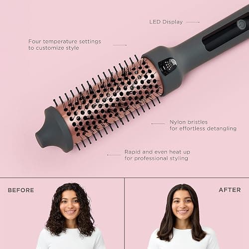 Hairitage Heated Curl Brush - 1.5 Inch Thermal Round Brush for Smooth & Frizz-Free Hair -10 Minute Blowout -Effortless Curls - Refresh Your Look - Ceramic Tourmaline Ion Technology - Up to 400 Degrees thumbnail 6