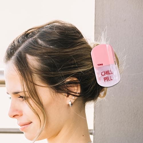Qianyu Chill Pill Hair Claw Clip Pharmacy Funny Hairs Clip Personalized Hairs Claw Funky Summer Accessories Pink Novelty Nurse Acetate Barrettes for Woman Gift Thick Thin Hair Styling Halloween thumbnail 6