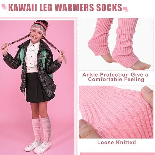 Sintege 6 Pairs Kawaii Leg Warmers Japanese Style Knitted Loose Socks Leg Warmers for Girls Women Lolita Costume School thumbnail 4