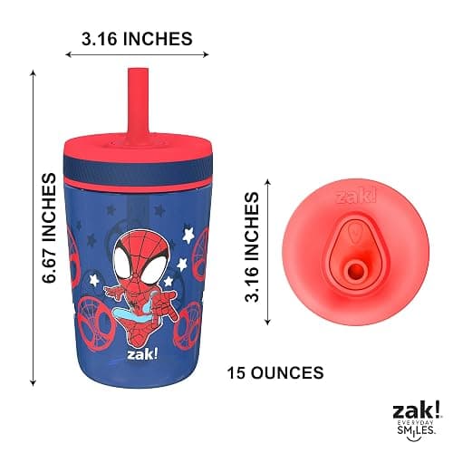 Zak Designs Marvel Spider-Man Kelso Toddler Cups for Travel or at Home, 15oz 2-Pack Durable Plastic Sippy Cups with Leak-Proof Design is Perfect for Kids (Spidey and His Amazing Friends) thumbnail 3