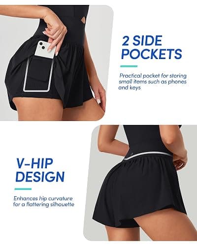 IUGA Workout Romper Tummy Control Padded Athletic Romper with Shorts Running Onesie Jumpsuits Summer Outfits Set Gym Clothes - Black - XX-Large thumbnail 3