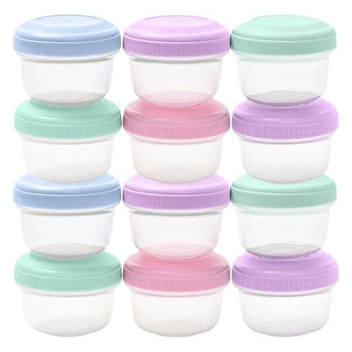WeeSprout Leakproof Baby Food Storage - 12 Set, Small Plastic Containers with Lids, Lock in Freshness, Nutrients & Flavor, Freezer & Dishwasher Friendly, 4oz Snack Containers (Variety Pastel) - Image 1