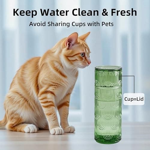 TANMESSO Mouthwash Dispenser, Bedside Water Carafe with Cup And Glass Set, Mouth Wash Dispensers for Bathroom, 21.6 Oz Glass Mouthwash Container with 6 Oz Drinking Cup As Lid (Green) thumbnail 8