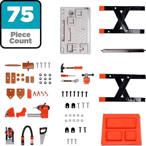 JAKKS Pacific Black+Decker Kids Workbench - Power Tools Workshop - Build Your Own Toy Tool Box – 75 Realistic Toy Tools and Accessories [Amazon Exclusive] thumbnail 5