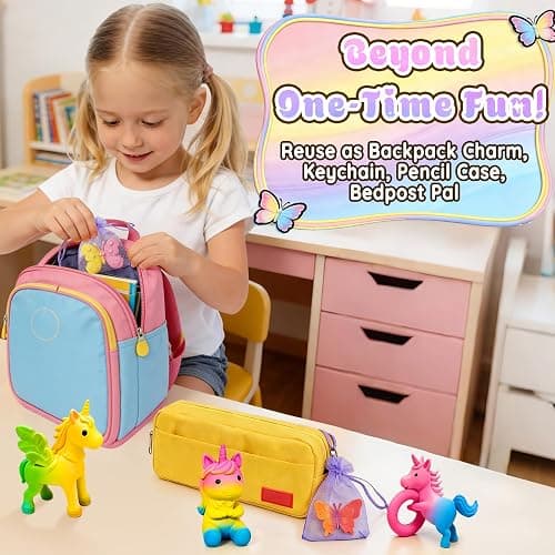 MOMUSE Hatching Unicorn Eggs for Kids 6PCS, Rainbow Surprise Magical Eggs | Mini Unicorns & Butterflies & Reusable Charm Pouches, Blind Box Craft Kits for Girls 3 4 5 6 7 8, Easter Birthday Gifts thumbnail 5