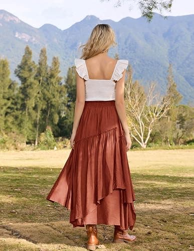 Scarlet Darkness Long Skirts for Women Renaissance Costume Pirate Maxi Skirt Plus Size with Pockets thumbnail 5