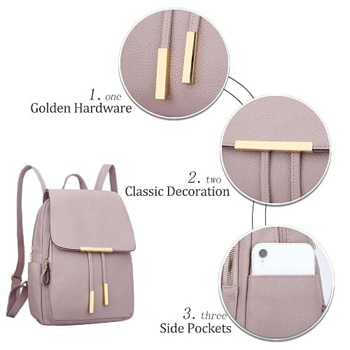 KKXIU Trendy Leather Backpack Purse for Women and Ladies Shoulder Travel Daypacks Bags (A-Pink) thumbnail 6