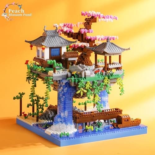 CAXIMSY Cherry Blossom Bonsai Tree House Building Block Sets 3320PCS Chinese Architecture of Peach Blossom Micro Mini Building Set Toy Gift for Kids Adults thumbnail 2