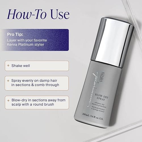 Kenra Platinum Blow-Dry Spray | Time-Saving Heat Protectant | Detangles, Smooths, and Softens | Eliminates Frizz & Resists Humidity | Medium To Coarse Hair thumbnail 5