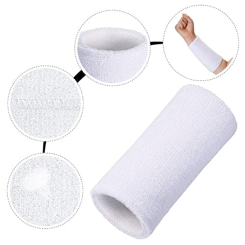 WILLBOND 6 Inch Wrist Sweat Bands for Men Women Tennis Elastic Athletic Long Sweatband Wrist Absorbent for Basketball Tennis Running Outdoor Activity thumbnail 4