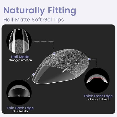 Wilfniee Short Almond Nail Tips: 240PCS Soft Gel Pre-Shaped Acrylic Fake Almond Nail Tips with Nail Stand, 12 Sizes Full Cover Clear Press on Nails for Girls Women Nail Art Design thumbnail 4