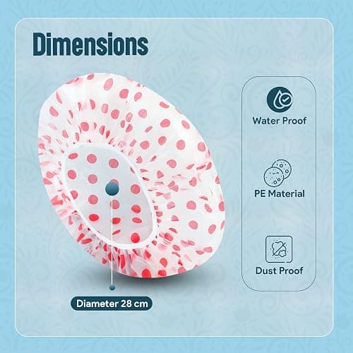Nimxy Pack of 4 Shower Cap, Reusable Shower Caps For Women & Men - Waterproof with Elastic Band & Soft Lining (Dotted) thumbnail 2