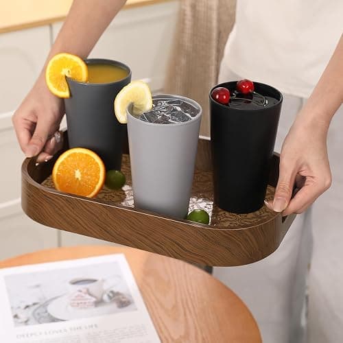 24 Pcs Unbreakable Plastic Cups Set, 20 oz Reusable Plastic Cups, Stackable Water Tumblers, Drinking Cup for Kitchen, Outdoor, BPA-free, Dishwasher Refrigerator and Microwave Safe (20 oz, 6 Colors) thumbnail 7