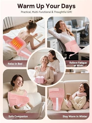 51" Heating Pad for Period Cramps Built with Hand Warmer Pocket, Controller Pocket & 9.84ft/3M Extra-Long Cord, Adj. Temp Timer Auto Shut Off Wrap Around Heated Pad for Women Back Abdomen Pain Relief thumbnail 7