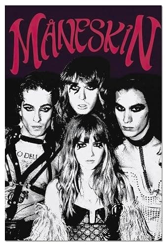 LaBdip Maneskin Rock Band Music Album Cover Canvas Wall Art Picture Print Modern Family Bedroom Decor Posters Unframed 16x24inch - Image 1