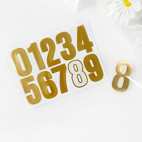 10 Sheets 1.5 Inch Gold Vinyl Number Stickers 0-9, Self Adhesive Waterproof Numbers for DIY Crafts, Home Décor, Mailbox, Signs, Bottles, Classroom, Scrapbooks, Labeling Projects（Gold ） thumbnail 5