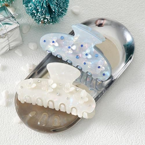 HAIMEIKANG 2Pcs Acrylic Flower Hair Claw Clips - Large for Women, Strong Hold Cute Non-slip Stylish Accessories for Thick Thin Hair thumbnail 7