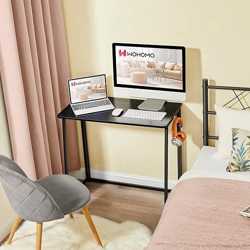WOHOMO Folding Computer Desk, Small Writing Foldable Desk 31.5", Space-Saving Laptop Table, Easy Assemble Workstation for Home Office,Black thumbnail 8