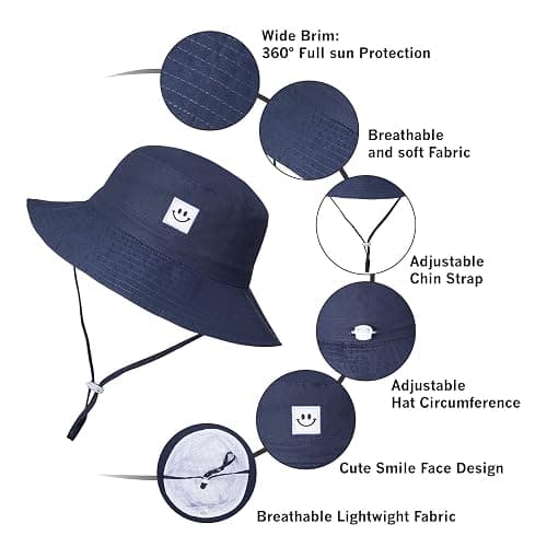 MaxNova Baby Sun Hat Smile Face UPF 50+ Toddler Bucket Hat for Boys Girls 0-7 Years thumbnail 5