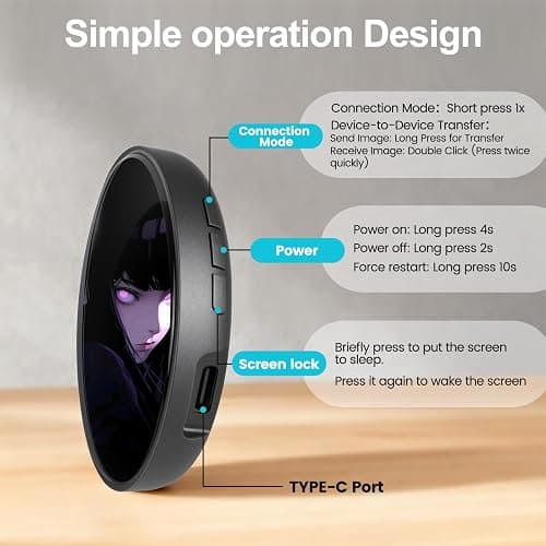 Digital Badge Anime Pins for Backpacks-Digital GIF Photo Video Display | Electronic Badge Personalized Gift Digital Pins with HD Pixel Touchscreen - Perfect for Unique Personal Show thumbnail 4