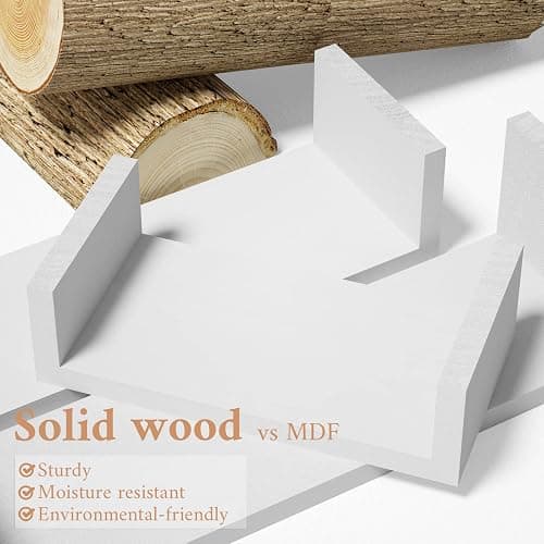 SRIWATANA Floating Shelves Wall Mounted, Solid Wood Wall Shelves, White thumbnail 5