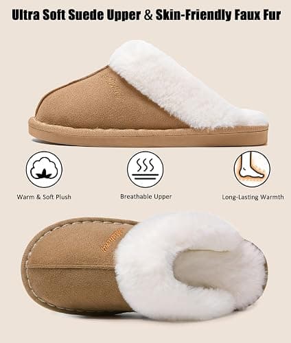 Coswind Hausschuhe Damen Herren Winter Warme Synthetik Lammfell Kunstfell Plüsch Flauschige Fell Weiche Rutschfeste Pantoletten Indoor Outdoor thumbnail 4