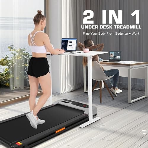 FUNMILY Walking Pad 3 in 1 Under Desk Treadmill, 2.5 HP Quiet Portable Walking Treadmill 300lbs Weight Capacity, Walking Jogging Machine Remote Control LED Display Small Treadmills for Home Office thumbnail 7