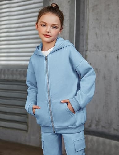 Arshiner Girls Zip Up Hoodies Teen Fleece Full-Zip Sweatshirts Jacket Casual Fall Hoodie with Pocket thumbnail 8