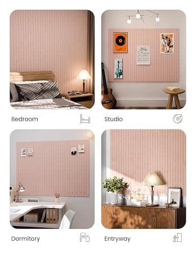 Fluxynara 48" x 36" Large Felt Bulletin Board, Pink | 12 Pack Cork Board Alternative with 60 Safe Adhesive Tabs, Pin Boards for Wall Decor, Home, Office, Classroom,Dorm thumbnail 7