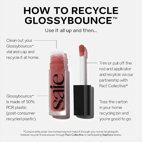 Saie Glossybounce - Hydrating Lip Gloss and Tinted Lip Oil Hybrid with Hyaluronic Acid & Jojoba Oil for Non-Sticky, Ultra-Shiny, Plump & Soft Lips - Everyday Makeup Essential - Burst (.17 oz) thumbnail 9