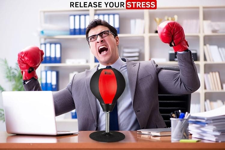 Tech Tools Stress Buster Desktop Punching Bag - Suctions to Your Desk, White Elephant Gifts for Coworker Men and Women, Heavy Duty Stress Relief Ball, Gag Gifts Funny Desk Accessories thumbnail 2
