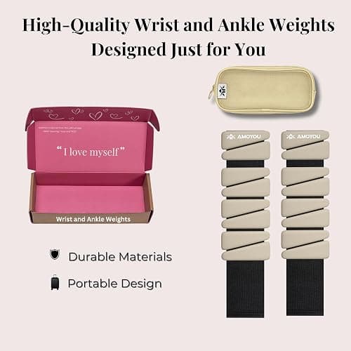AMOYOU Wrist & Ankle Weights for Women – 2 lb Ankle Weights (Set of 2, 1 lb Each) | Arm Weights for Women | Leg Weights for Walking, Yoga, Cardio & Strength Training thumbnail 6