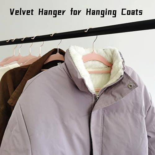 BGRQRIQ Pink Velvet Hangers 50 Pack - Rose Gold Hook, Space Saving Non-Slip Clothes Hangers, 16.5 Inch with Tie Bar for Coats,Sweater,Jackets,Dresses, Shirts, Suits & T-Shirts thumbnail 6