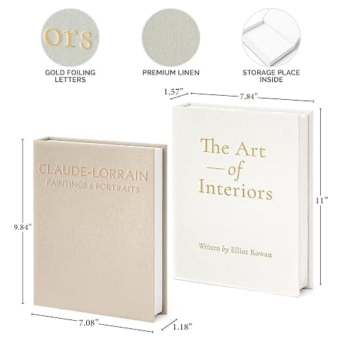 Vine Creations Decorative Books - Set of 2 Linen Hardcover Boxes with Storage - Aesthetic Fake Books for Decoration for Home, Shelf, Bookshelf Decor, Coffee Table Decor, as Storage or Keepsake Box thumbnail 2