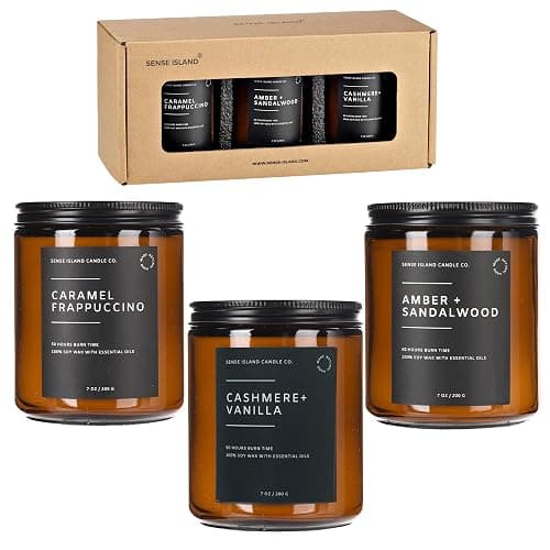 SENSE ISLAND Vanilla Coffee Scented Candle Strong | Vanilla Cashmere, Caramel Frappuccino |2-Pack Candle for Men&Women | 16 oz Natural Soy Wax, Each 50 Hrs Burn Time Highly Scented House Warming Gifts - Image 1