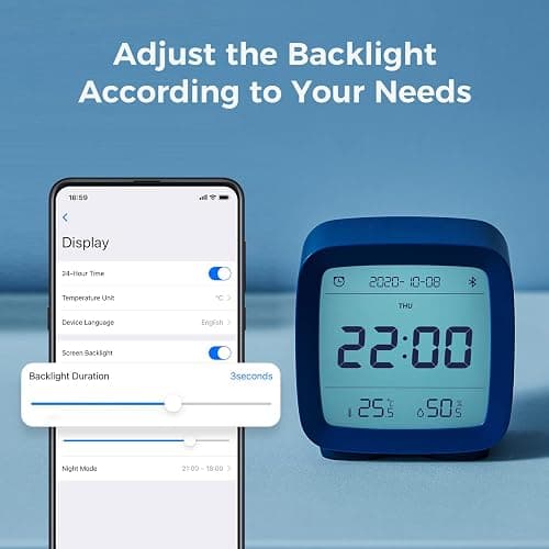 qingping Bluetooth Alarm Clock, Works with Mi Home, Smart Digital App Controlled Clock with Date, Time, Temperature, Humidity, Snooze, 16 Alarms and 8 Ringtones thumbnail 5