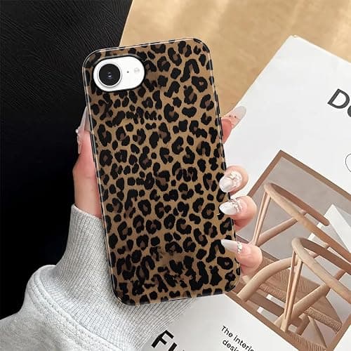 Aoldimu Retro Brown Leopard Print Phone Case for iPhone 16e/iPhone 17e 6.1", Cool Cheetah Print Cover for Girls Boy, Hybrid Heavy Duty 2 in 1 Shockproof Protection Glossy Cover for iPhone 16e/ 17e thumbnail 6