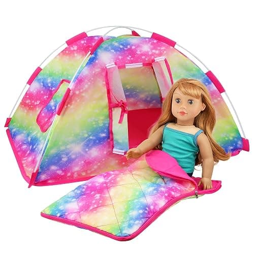 ZITA ELEMENT 7-Piece Fashion Doll Camping Set - Tent, Sleeping Bag, Clothes, Shoes, Camera, Glasses, Dog Toy thumbnail 7