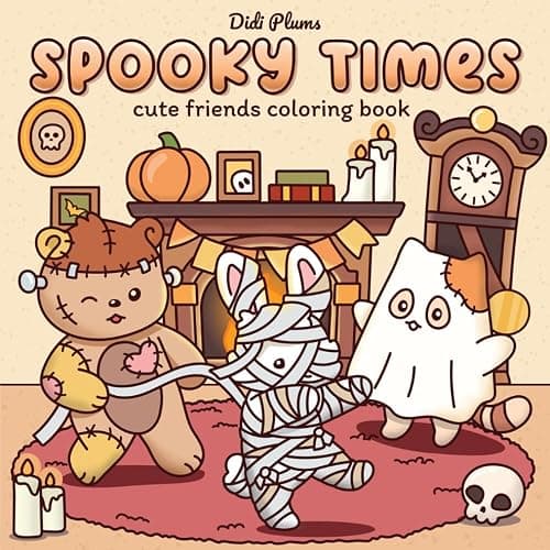 Spooky Times: Fall Coloring Book for Adults & Teens Featuring Cute Creepy Animal Characters in Cozy Hygge Halloween Scenes for Relaxation (Fluffy Times Coloring) - Image 1