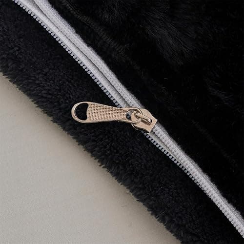 Faux Fur Body Pillow Cover,20x54 Body Pillowcase,Fluffy Long Pillow Case,Shaggy Faux Rabbit Fur Pillow Cover with Zipper,Soft and Plush for Bedroom and Couch(Black, Body) thumbnail 7