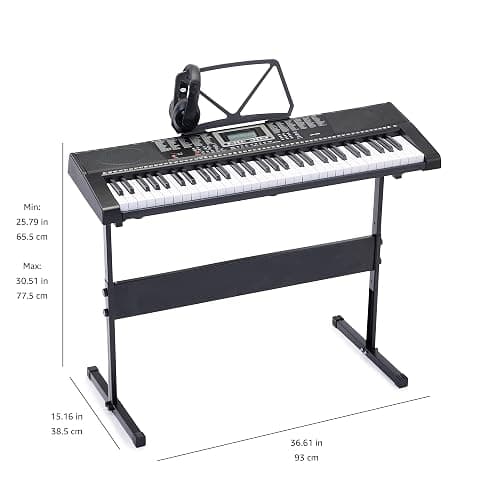 Amazon Basics Electric Keyboard Piano with 61 Keys, Built-in Speakers, Songs for Learning, Black thumbnail 7
